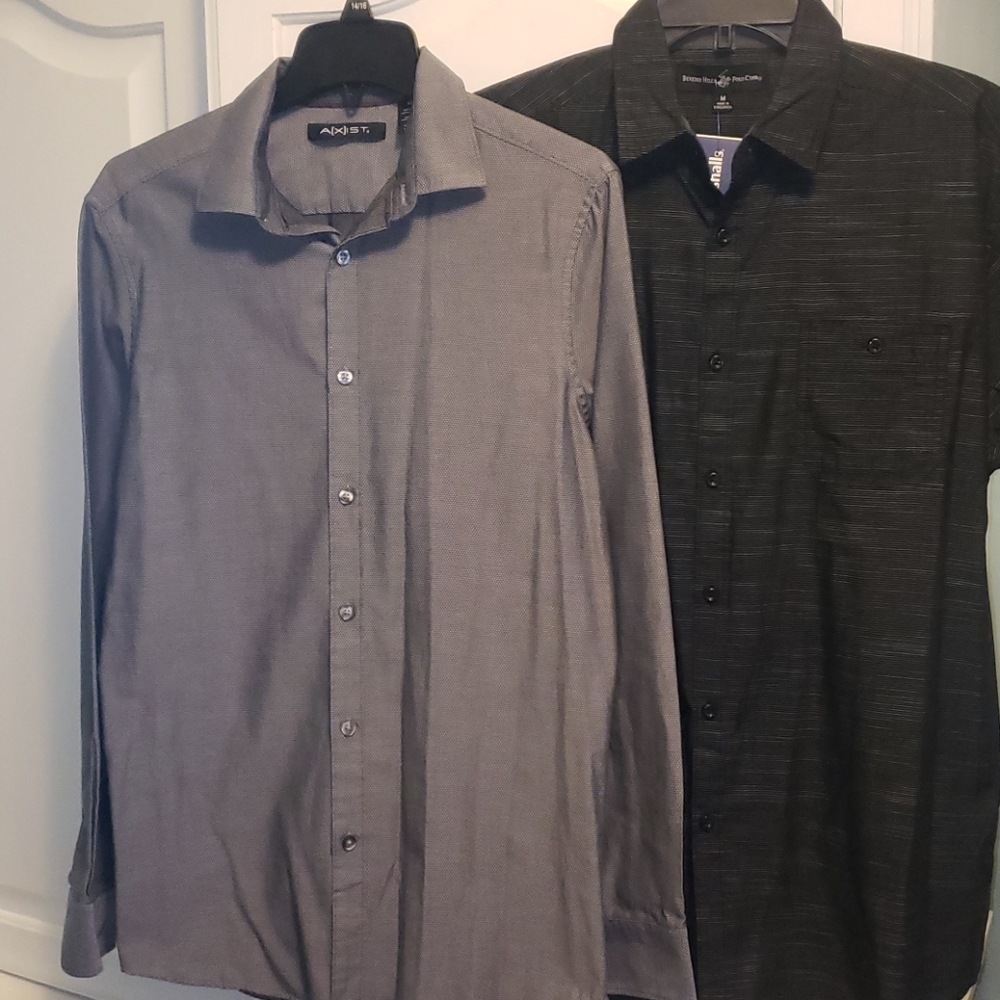 Axist Gray Sateen Button Down Dress Shirt